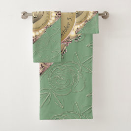 Conjunto De Toalhas 30º/12º aniversário de casamento Pérola & Verde