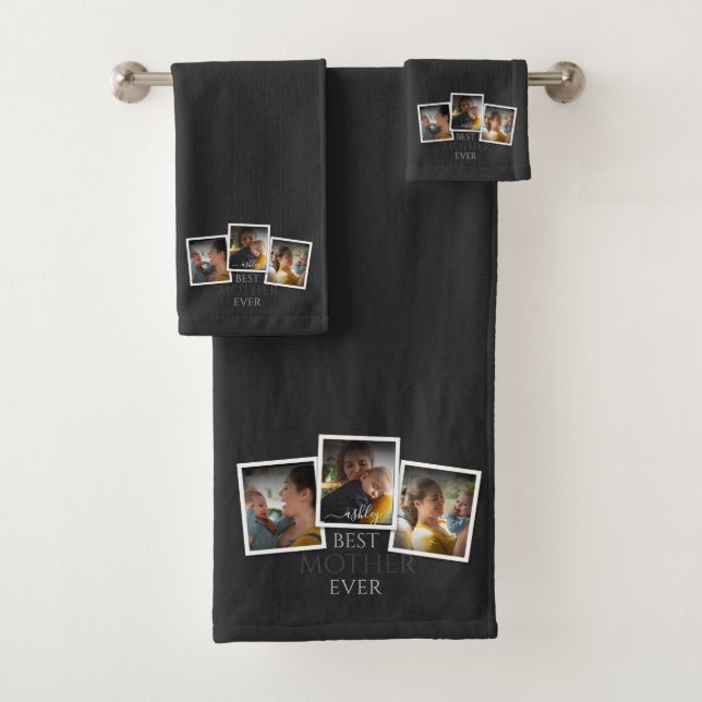 Conjunto De Toalhas 3 Colagem de Fotos Mãe Família Dia das Mães Memorá (Insitu)