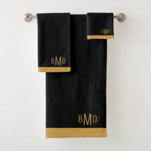 Conjunto De Toalhas 3 Nome do Script Dourado do Monograma Inicial