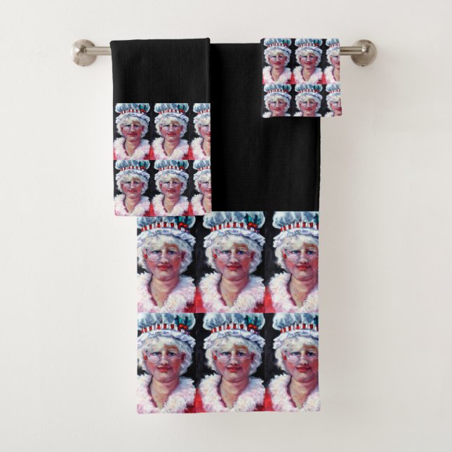 Conjunto De Toalhas 3 Peça Sra. Claus Bath Set. (Insitu)