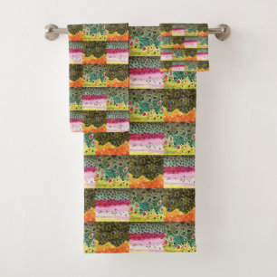 Conjunto De Toalhas 3 peles da truta das pinturas