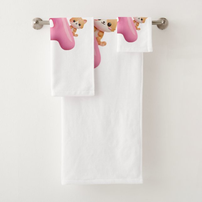 Conjunto De Toalhas 3D Pink Balloon Letter A Personalized Towel (Insitu)