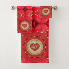 Conjunto De Toalhas 40ª/15 Ruby Anniversário Towel