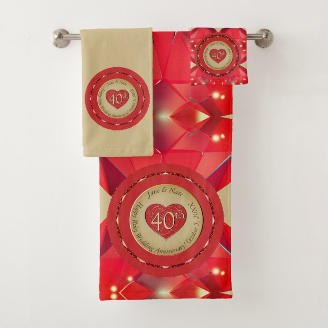 Conjunto De Toalhas 40º Aniversário de Ruby Towel (Insitu)