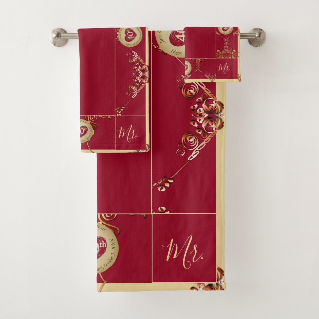 Conjunto De Toalhas 40º aniversário do casamento Sra. Bath Towel (Insitu)