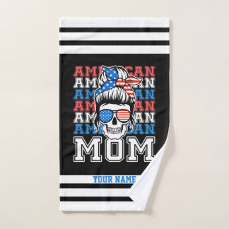 Conjunto De Toalhas 4 de julho Mãe Americana Patriótica Personalizada