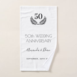 Conjunto De Toalhas 50º aniversário do casamento coroa negra branca