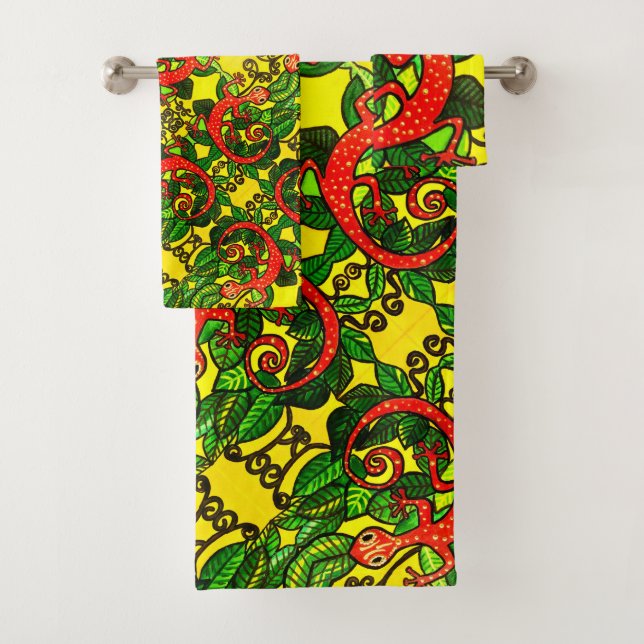 Conjunto De Toalhas 62 Torres de Gecko Vermelhas, SET (Insitu)