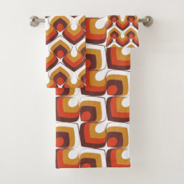 Conjunto De Toalhas 70s Bold Retro Modern Motif in Orange & Brown
