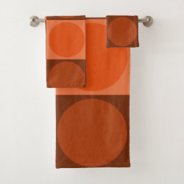 Conjunto De Toalhas 70s Checks and Circles Flame Orange