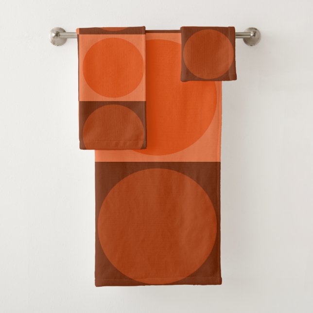 Conjunto De Toalhas 70s Checks and Circles Flame Orange (Insitu)