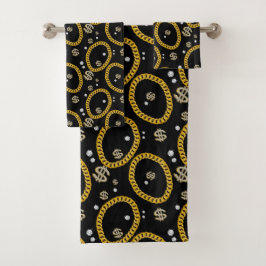 Conjunto De Toalhas 90's Hip Hop Rap Music Gold Cuban Link Chain