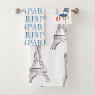 Conjunto De Toalhas A aguarela francesa de Paris Doodles o grupo de