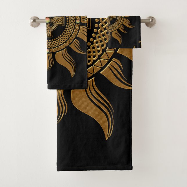 Conjunto De Toalhas A cruz celta ouro. (Insitu)