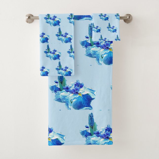 CONJUNTO DE TOALHAS A FLOR DE ÍRIS JAPONESA    (Insitu)