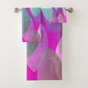 Conjunto De Toalhas A folha abstrata inspirou a cerceta magenta do