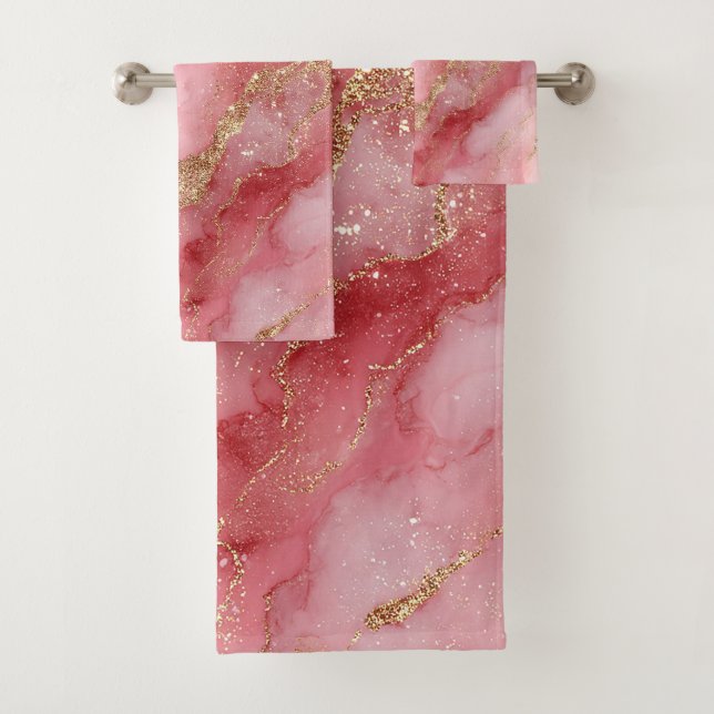 Conjunto De Toalhas A luxurious pink marble background (Insitu)