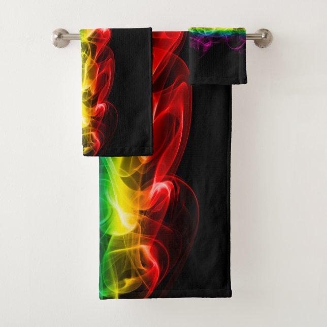 Conjunto De Toalhas A pluma de energia arco-íris de SlipperyJoe foi ca (Insitu)