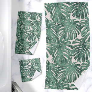 Conjunto De Toalhas A selva tropical deixa o verde pálido moderno