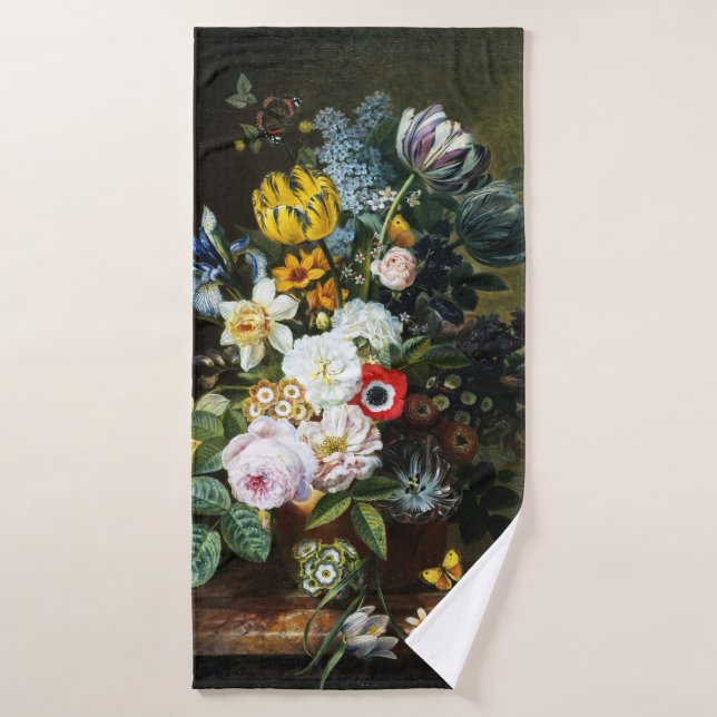 Conjunto De Toalhas A Vida Estática com a Pintura das Flores (Toalha de Banho)