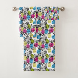 Conjunto De Toalhas Abacaxis e folhas de palmeira do pop art