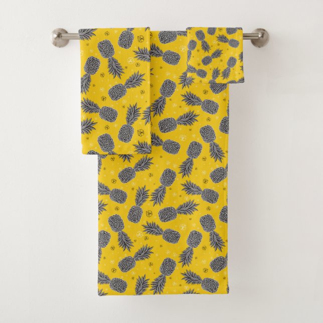 Conjunto De Toalhas Abacaxis no ouro (Insitu)