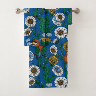 Conjunto De Toalhas Abelhas comem em azul