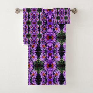 Conjunto De Toalhas Abelhas De Mel Em Abstrato De Flor De Aster Roxo