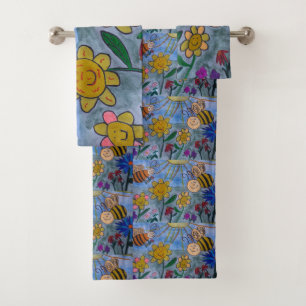 Conjunto de Toalhas Abelhas Melíferas & Flores