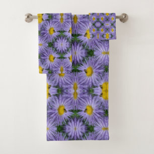 Conjunto De Toalhas Abelhas Sobre Flores Roxas Abstrato