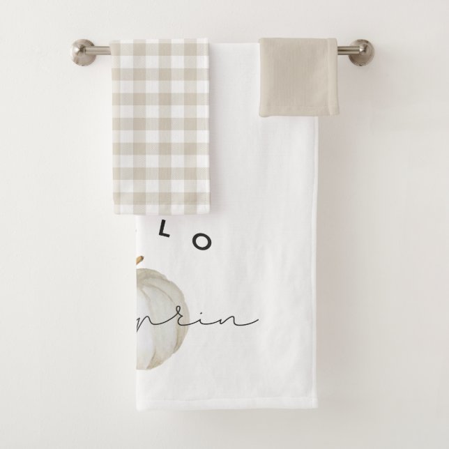 Conjunto De Toalhas Abóbora Branca Aquarela Rústica Moderna (Insitu)