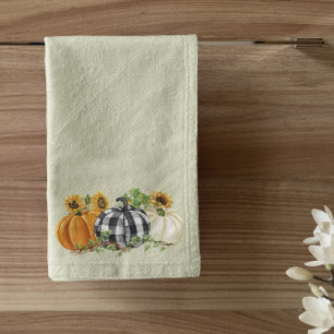 Conjunto De Toalhas Abóbora de Halloween Girassol Xadrez Búfalo