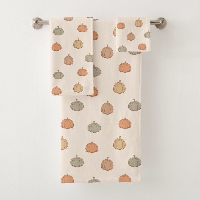 Conjunto De Toalhas Abóbora Neutra Boho Bege Halloween Outono Silencia (Insitu)