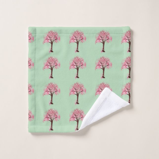 Conjunto De Toalhas Abridor de Garrafa com Padrão de Árvores Rosa (Pano de lavar)