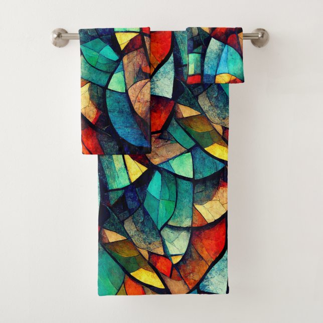 Conjunto De Toalhas Abstração Colorida de Vidro (Insitu)
