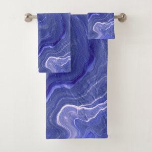 Conjunto De Toalhas Abstração do Marble Agate Violet Indigo