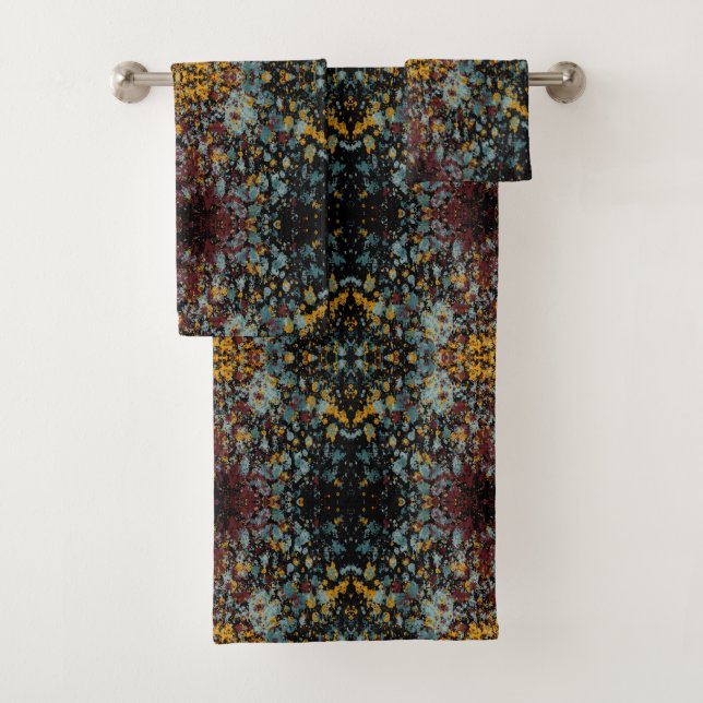 Conjunto De Toalhas Abstract Graffiti Splatter Painting Art On Black (Insitu)