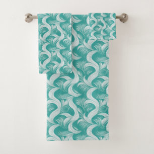 Conjunto de Toalhas Abstratas Elegantes Aqua