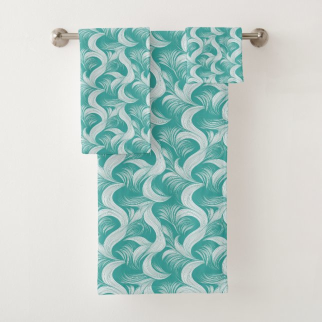 Conjunto de Toalhas Abstratas Elegantes Aqua (Insitu)