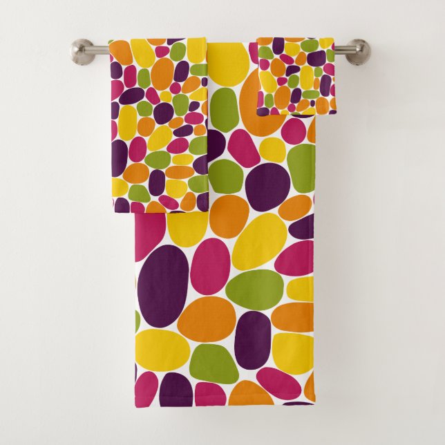 Conjunto De Toalhas Abstrato 160417 - Cores de Goma de Vinho (Insitu)