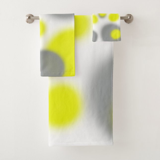 Conjunto De Toalhas Abstrato-Arte de Cinza Branco Amarelo (Insitu)