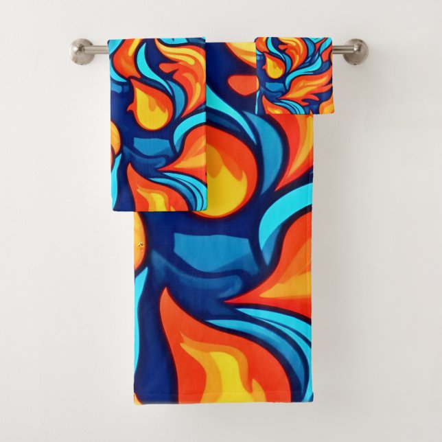 Conjunto De Toalhas Abstrato azul brilhante (Insitu)