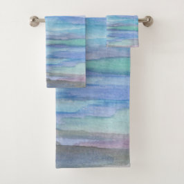 Conjunto De Toalhas Abstrato Azul da Manhã de Janeiro