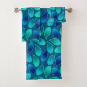 Conjunto De Toalhas Abstrato azul verde pavão pavão pavão padrão d