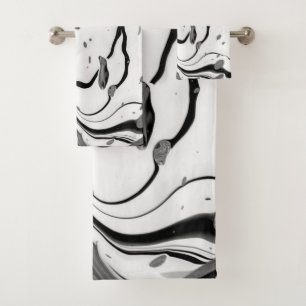 Conjunto De Toalhas Abstrato branco preto