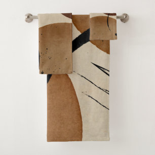 Conjunto De Toalhas Abstrato Castanho Minimalista