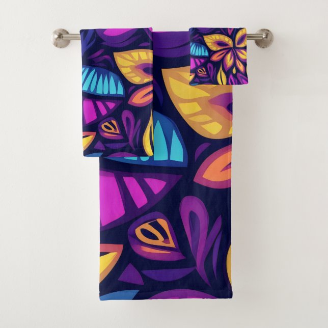 Conjunto De Toalhas Abstrato colorido boêmio floral 2 (Insitu)
