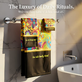 Conjunto De Toalhas Abstrato contemporâneo em folha de ouro multicolor