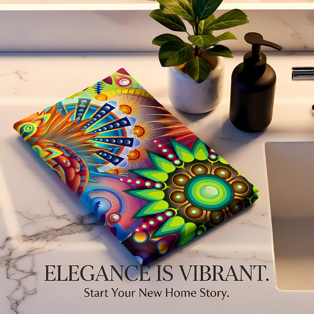 Conjunto De Toalhas Abstrato contemporâneo em monograma multicolorido (Criador carregado)