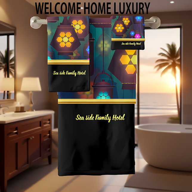 Conjunto De Toalhas Abstrato contemporâneo na lanterna multicor (Criador carregado)